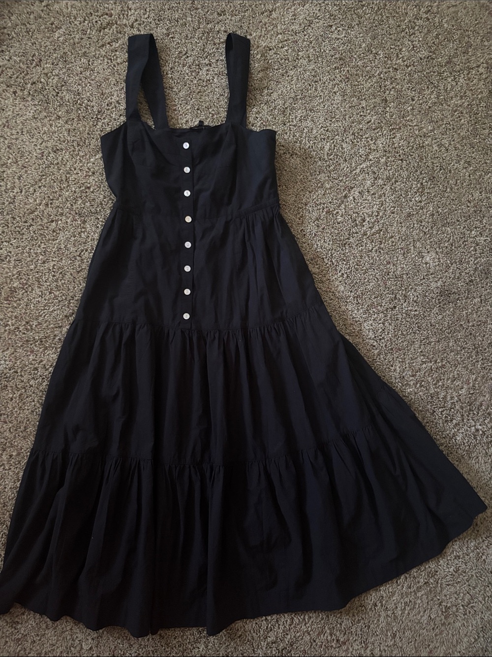 Madewell Women's Suzette Button-Front Midi Dress - Black Size 6 NWT